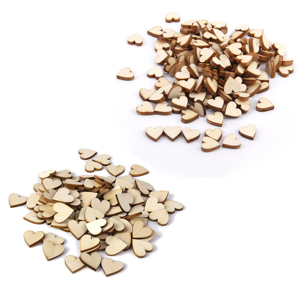 250 Pcs Plain Wooden Love Heart Shapes DIY Art Craft Cardmaking Decoration