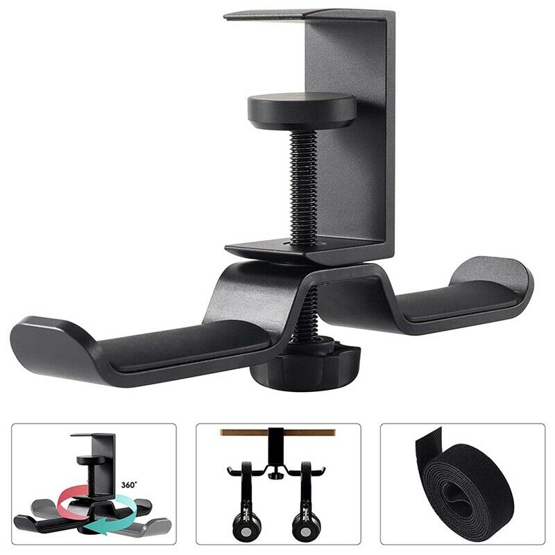 Dual Headphone Stand Under Desk, Universal PC Gaming Desk Headphone Hanger, R2R3