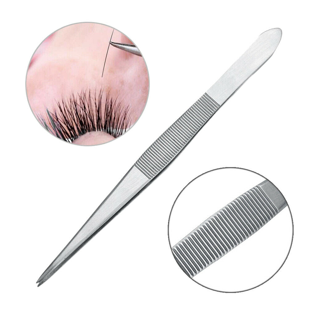 2pcs Eyelash Extension Tweezers Lashes Application Stainless Steel Cosmetics