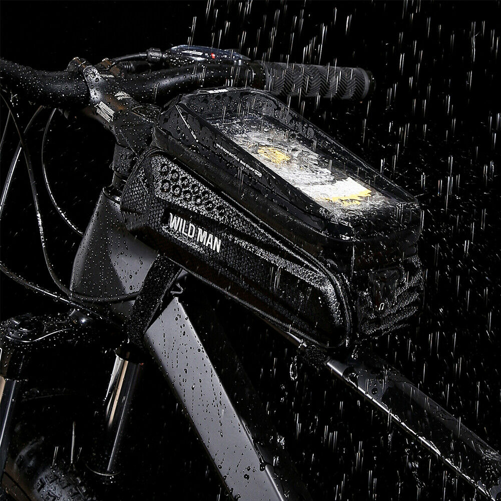 Bike Front Frame Phone Bag Waterproof Touch Screen MTB Road Phone Holder Case @