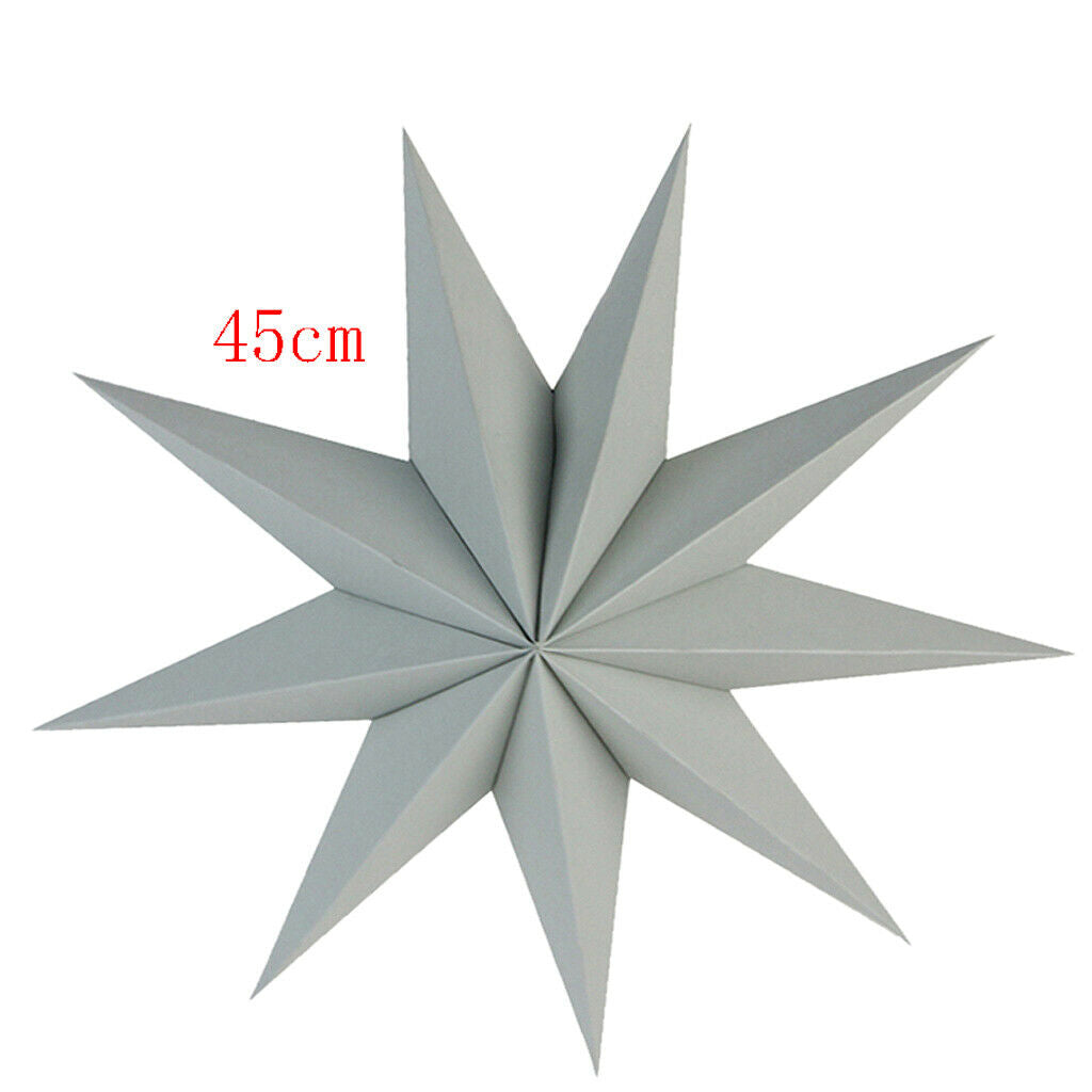 9 Pointed Paper Star Lanterns Ornaments Hanging Birthday Party Supplies Gray