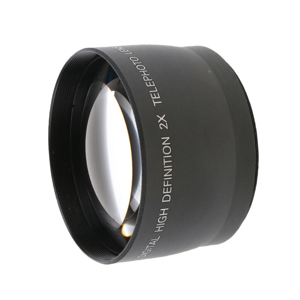 2pcs 58 mm 2X Magnification Telephoto Lens for Canon Nikon DSLR Camera Black