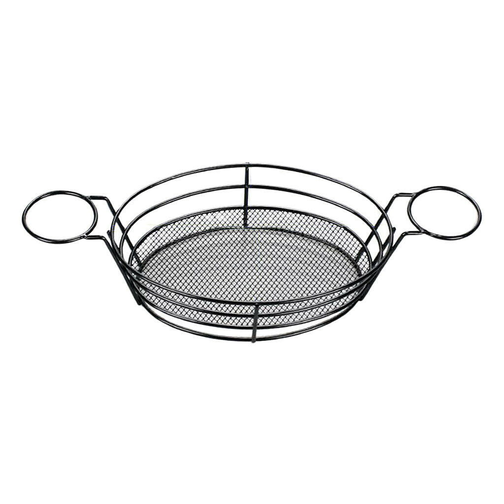 Stainless Steel French Fries Chips Appetizer Serving Basket w/ Sauce Holder