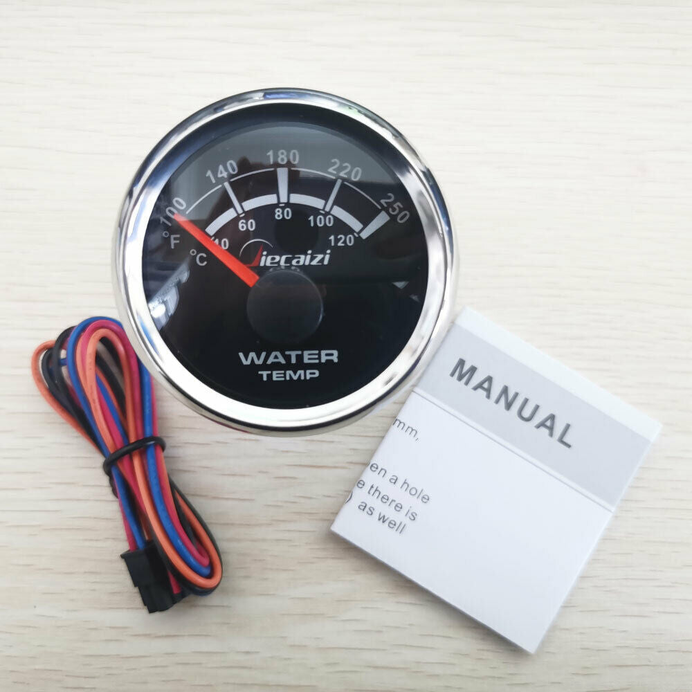 black water temp gauge with sender 100-250F 40-120C 287.4-22.4ohm for car marine