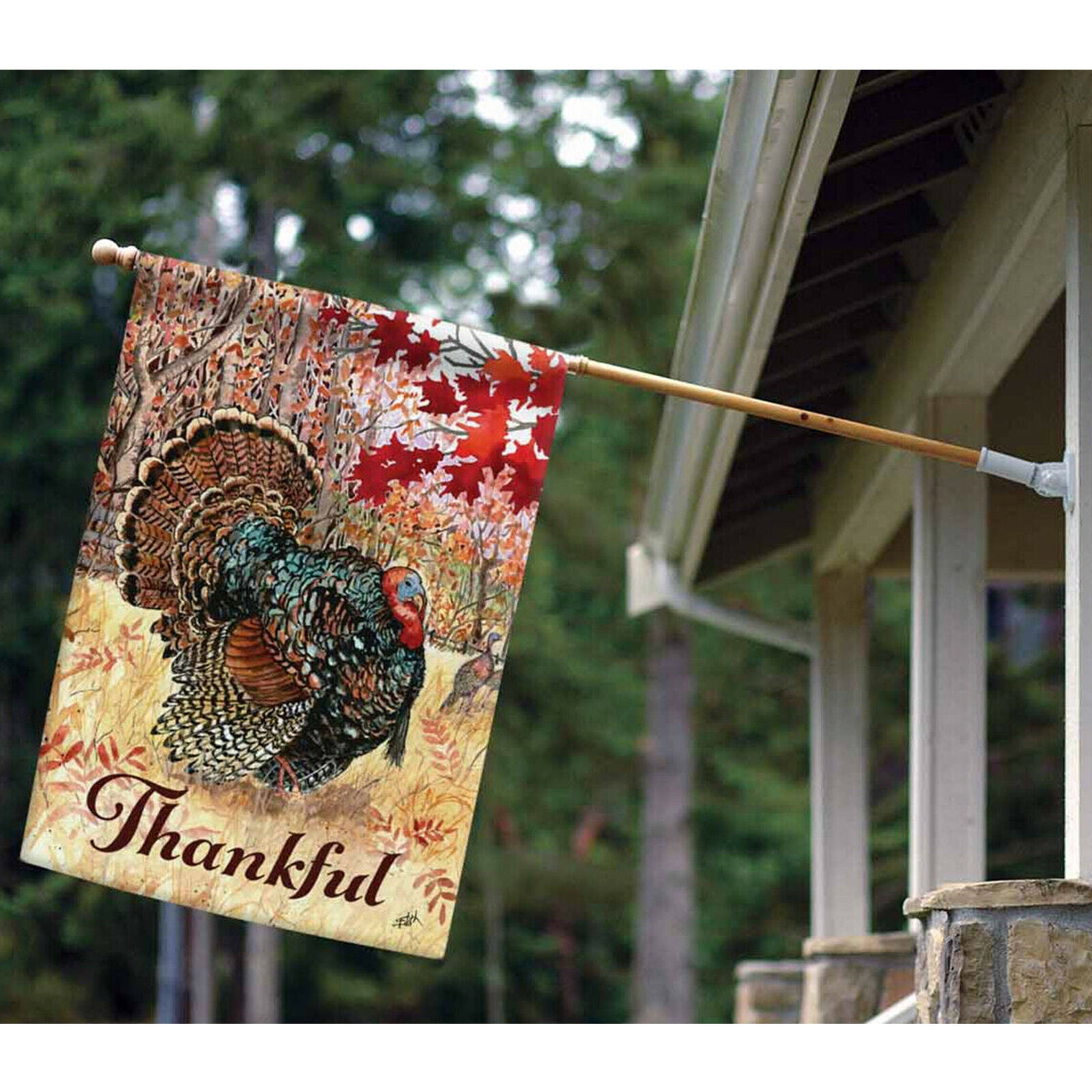 Toland Wild Turkey 28 x 40 Fall Autumn Bird Thankful Thanksgiving House Flag New