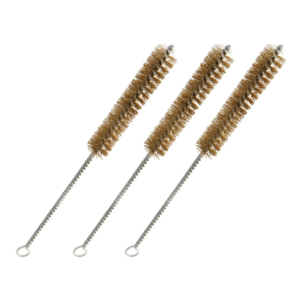 3Pcs 23cm Round Pipe Tube Cylinder Bore Bottle Cleaning Brass Metal Wire Brush