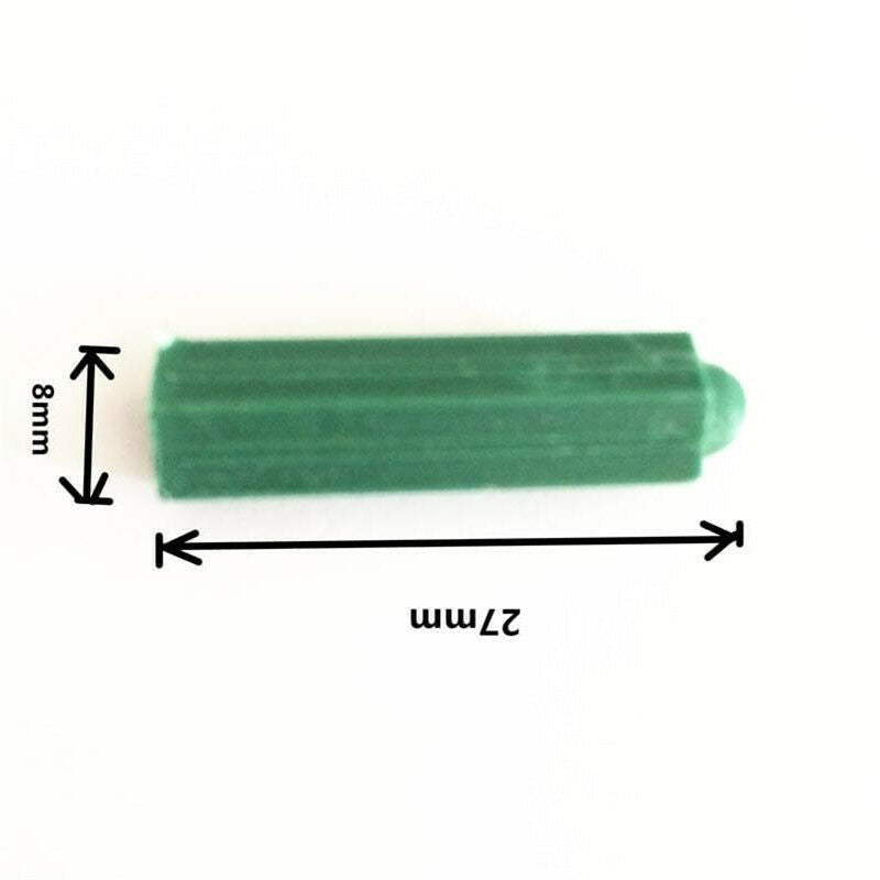 50PCS 8mm x 27mm Green Plastic Wall Plugs  Fixing Anchor Plug for Masonry Screw
