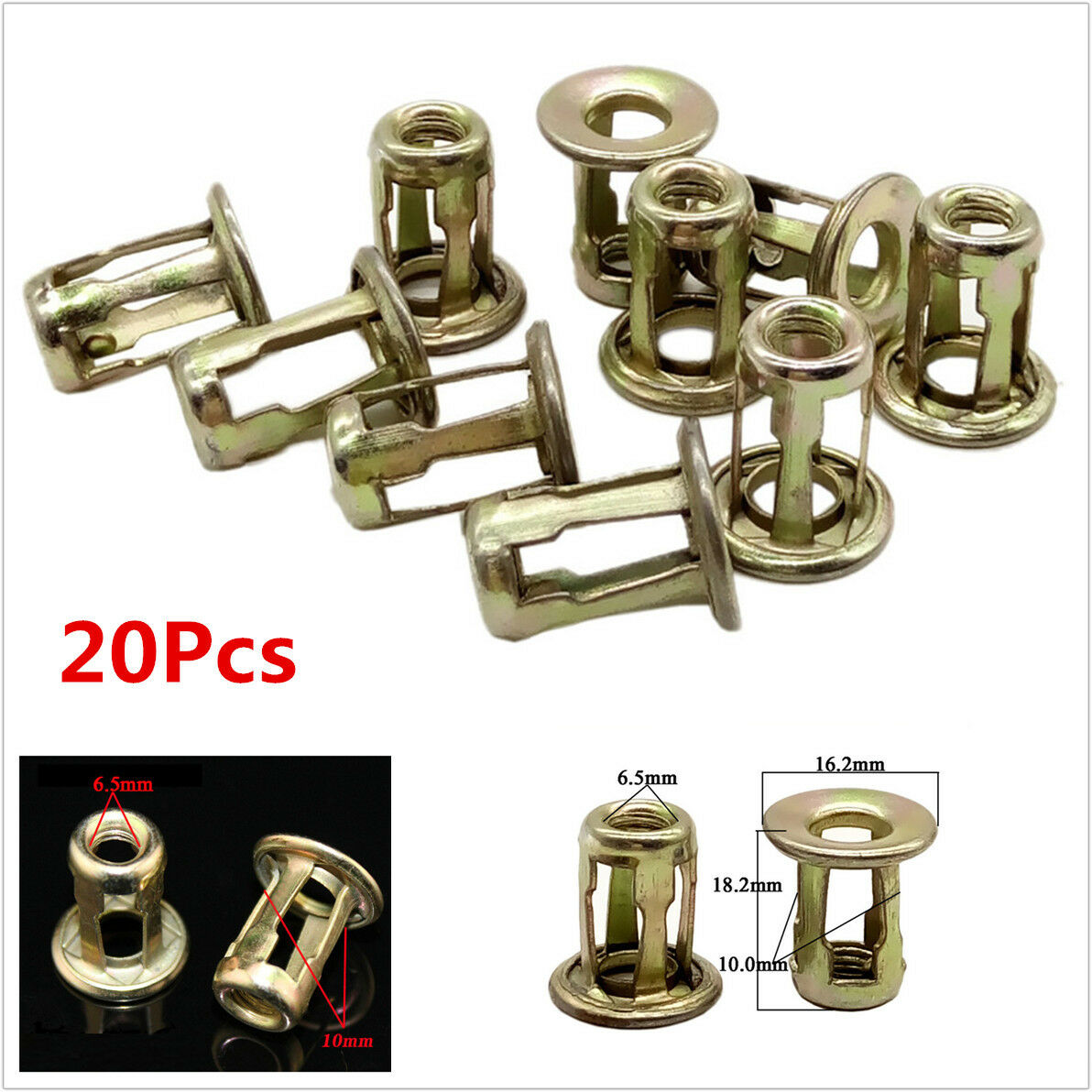 20Pcs Metal Screw Base Clamp Car Trunk License Plate Install Fastener Clips 10mm