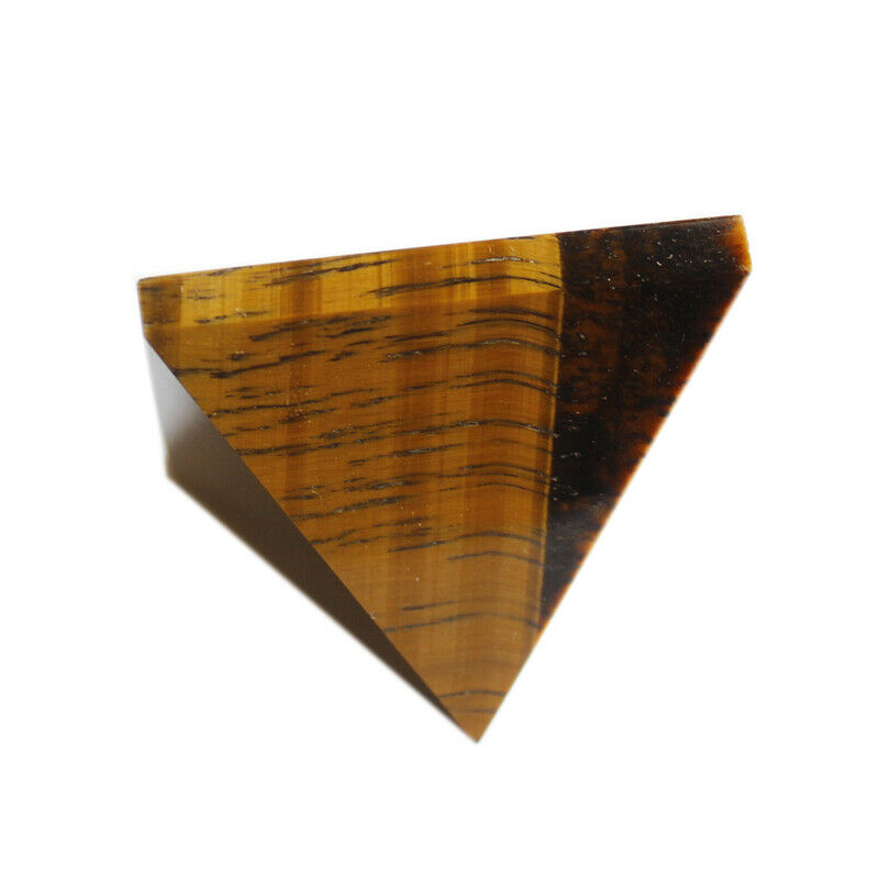 Natural Reiki Tumbled Tiger Eye Stone Carved Pyramid Crystal Protective Healing