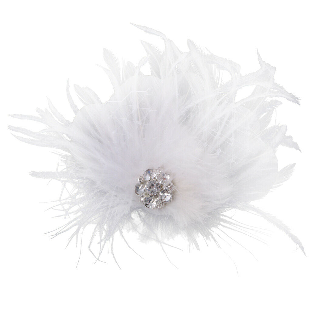 Wedding Party Women Lady Feather Hair Clip Brooch Fascinator Headpieces