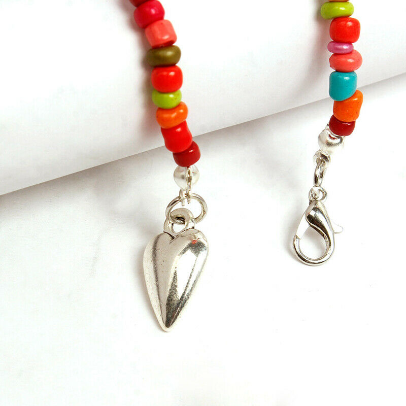 Boho Multicolor Bead Heart Pendant Bracelets Bangle Charm Women Jewelry Gift.DD