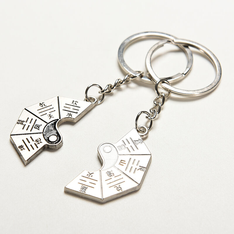 Great Lovers Split Yin Yang Ba Gua Tai Chi Chrome Satin Couples Key Chains XD Rf