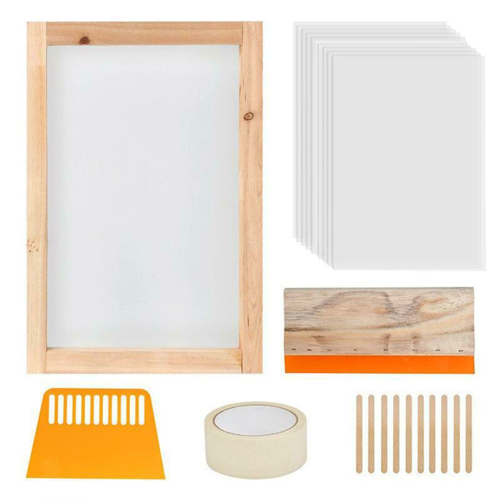 24x Screen Printing Kit Tool with Wooden Silk Screen Printing Frame Masking Tape