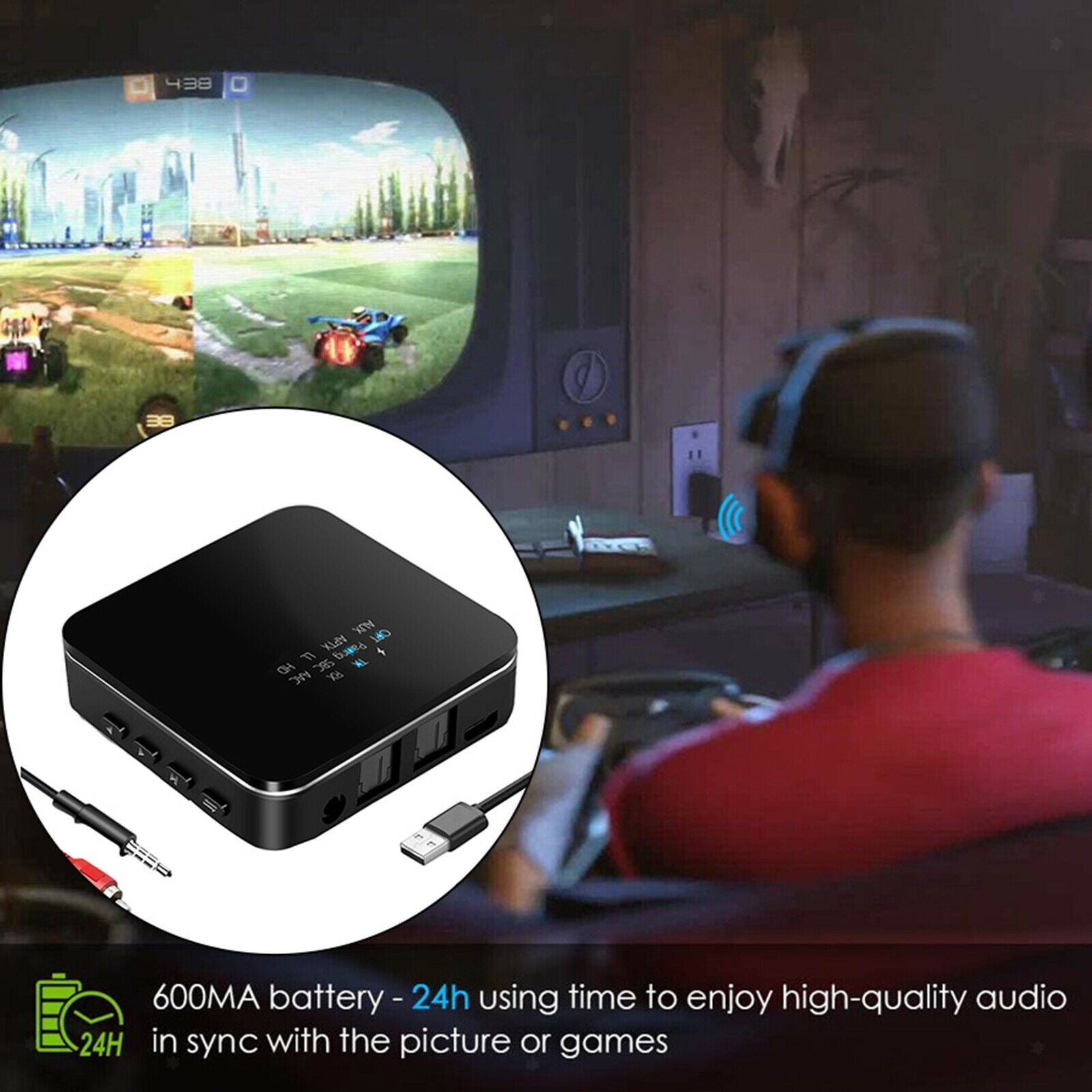 Wireless Bluetooth 5.0 Audio Transmitter & Receiver Adapter Easily Pairing
