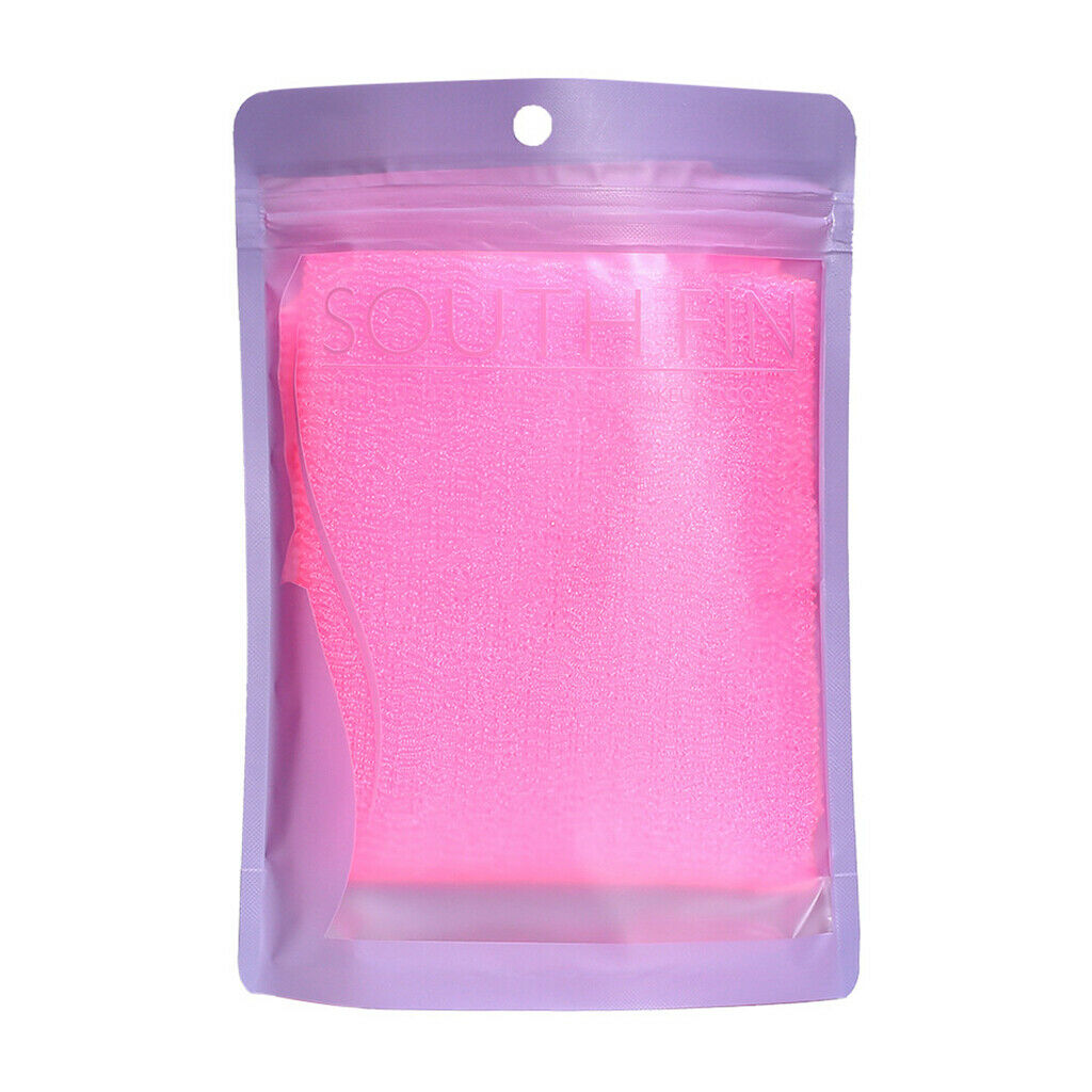 2x Long Nylon Exfoliating Scrub Wash Cloth Body Shower Bath Towel Red+Yellow