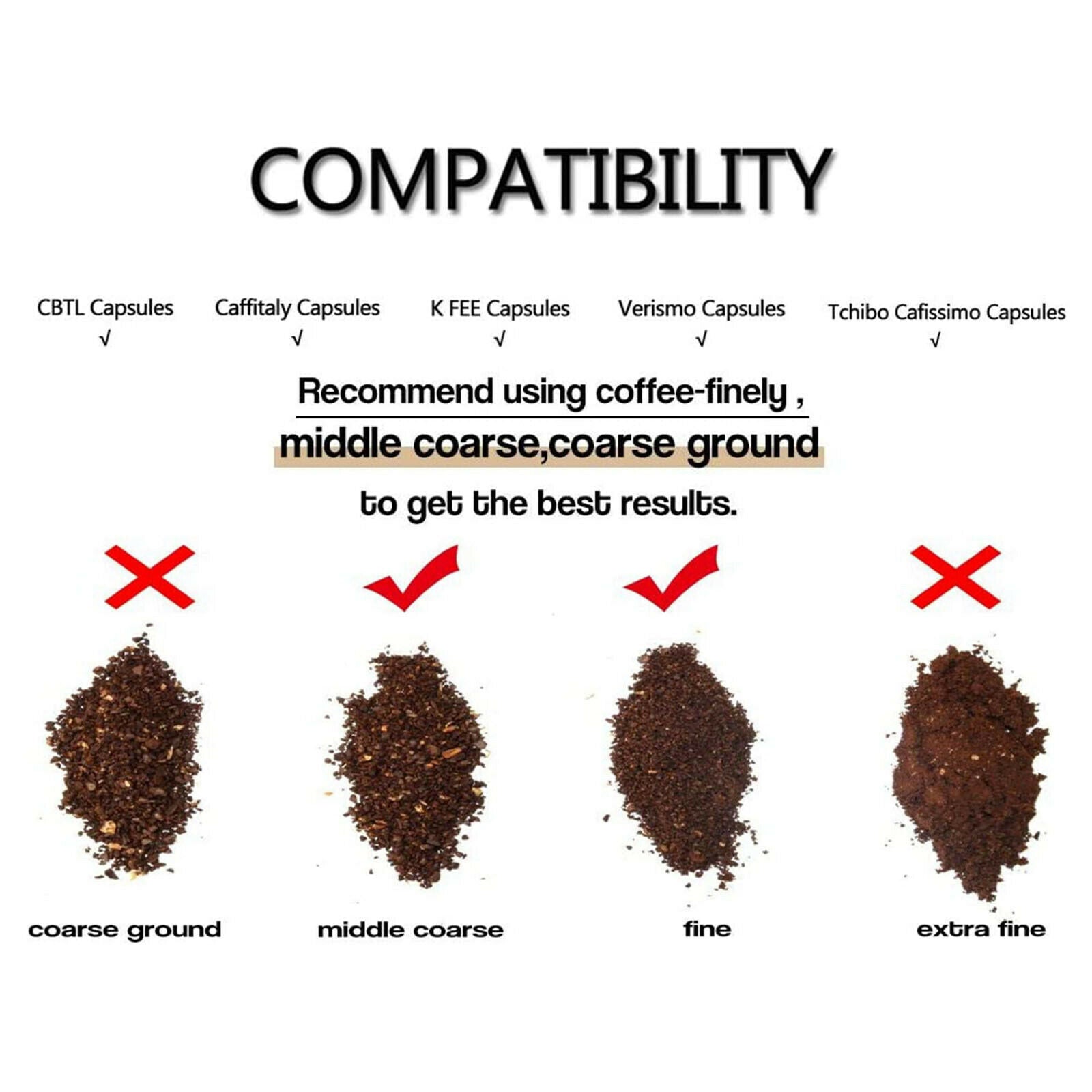 Metal Reusable Refillable Coffee Capsule Pod Brush Spoon Fits ALDI 3Pcs Set