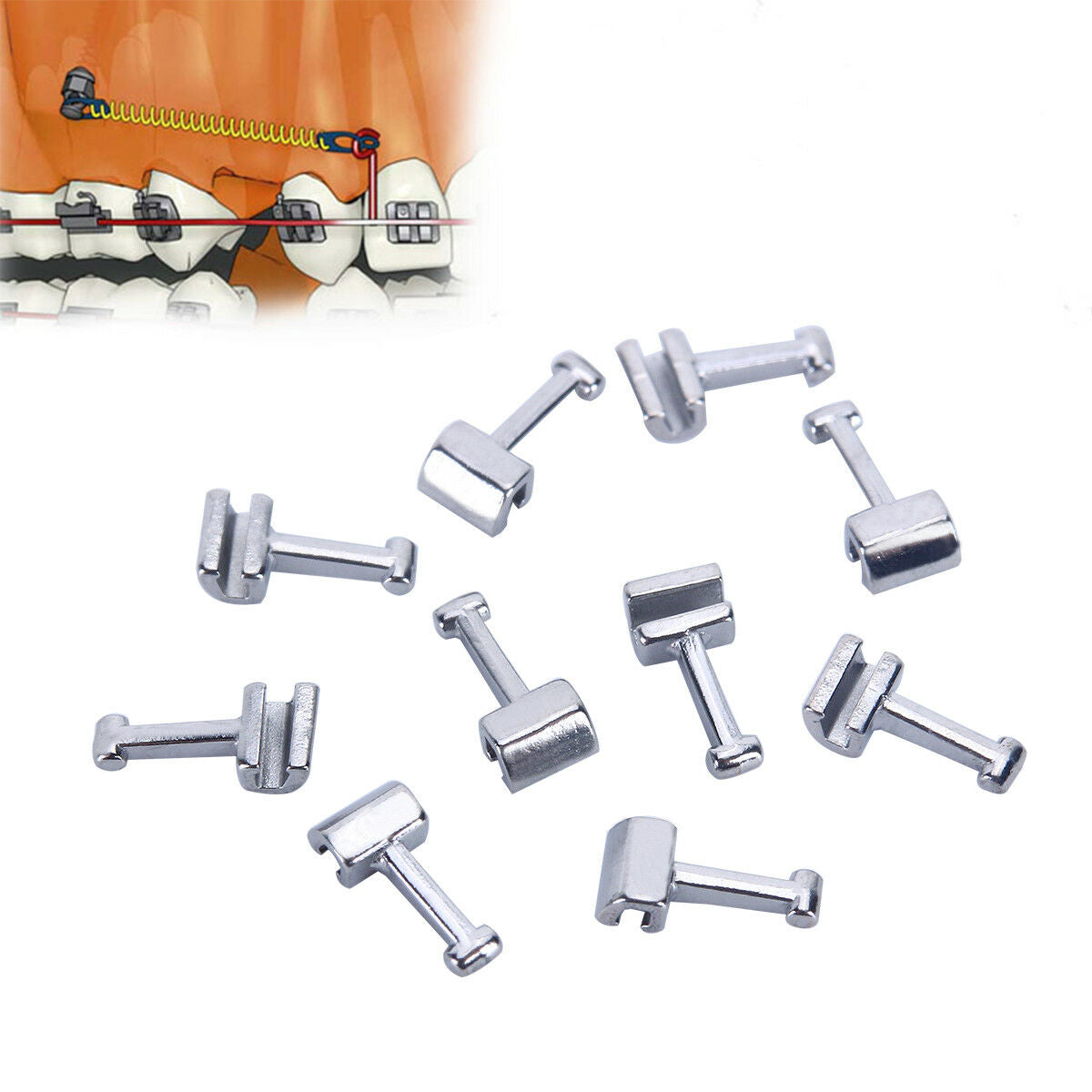 100 Packs AZDENT Dental Orthodontic Crimpable Hook Long Type 10pcs/Pack