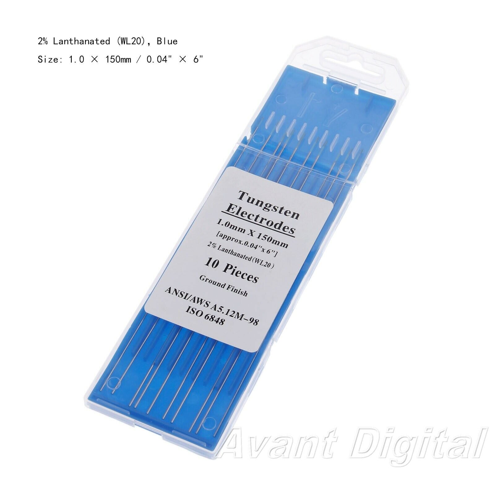 10X TIG Welding Tungsten Electrodes 2% Lanthanated 0.04"x6" Blue Tip Replace Kit