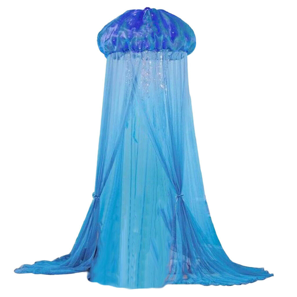 Kids Blue Crib Bed Canopy Bedcover  Net Round Dome Tent Nursery Room