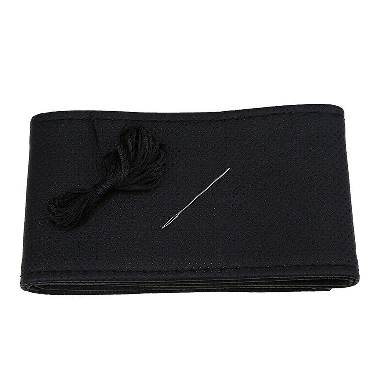 Leather Car Suv Steering Wheel Cover Protect Decor Accessories W/ Needle Line