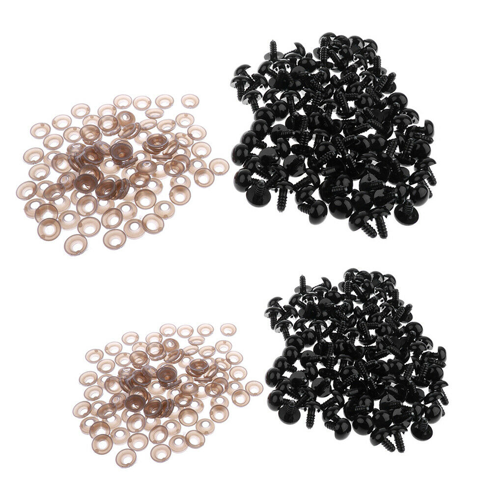 200 pieces 12mm 15mm black safety eyes with PLASTIC BACK for
