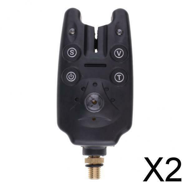 2X Fishing Bite Alarm Indicator Sound Light Alert Fishing Rod Holder Black