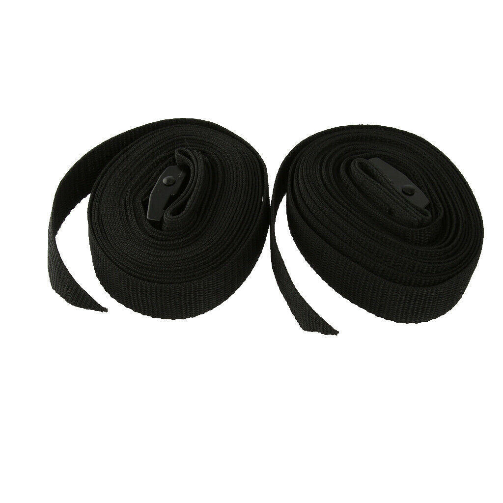Pair Tie Down Strap 3.8m Length 25mm Wide for Roof Rack Kayak Canoe Black