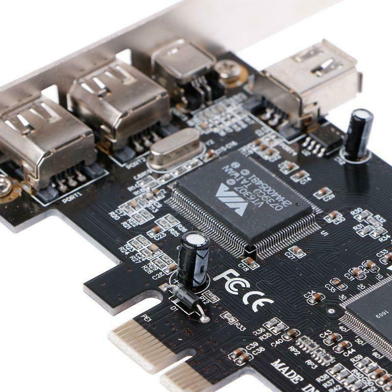 PCI-e 1X IEEE 1394A 4 Port(3+1) Firewire Card Adapter 6-4 Pin Cable For Desktop