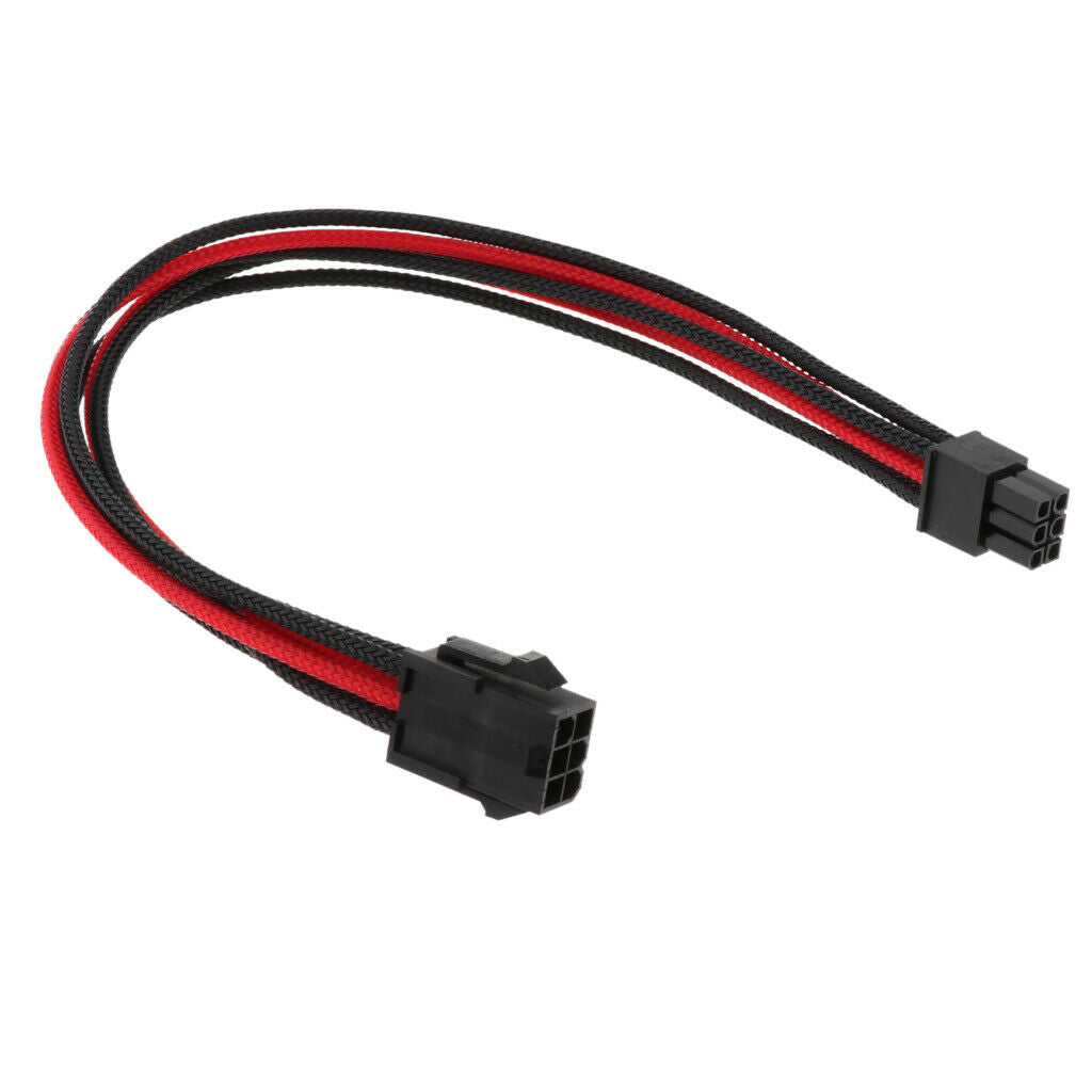 6 Pin PCIE GPU 30cm Sleeved Extension Cable Black+Red