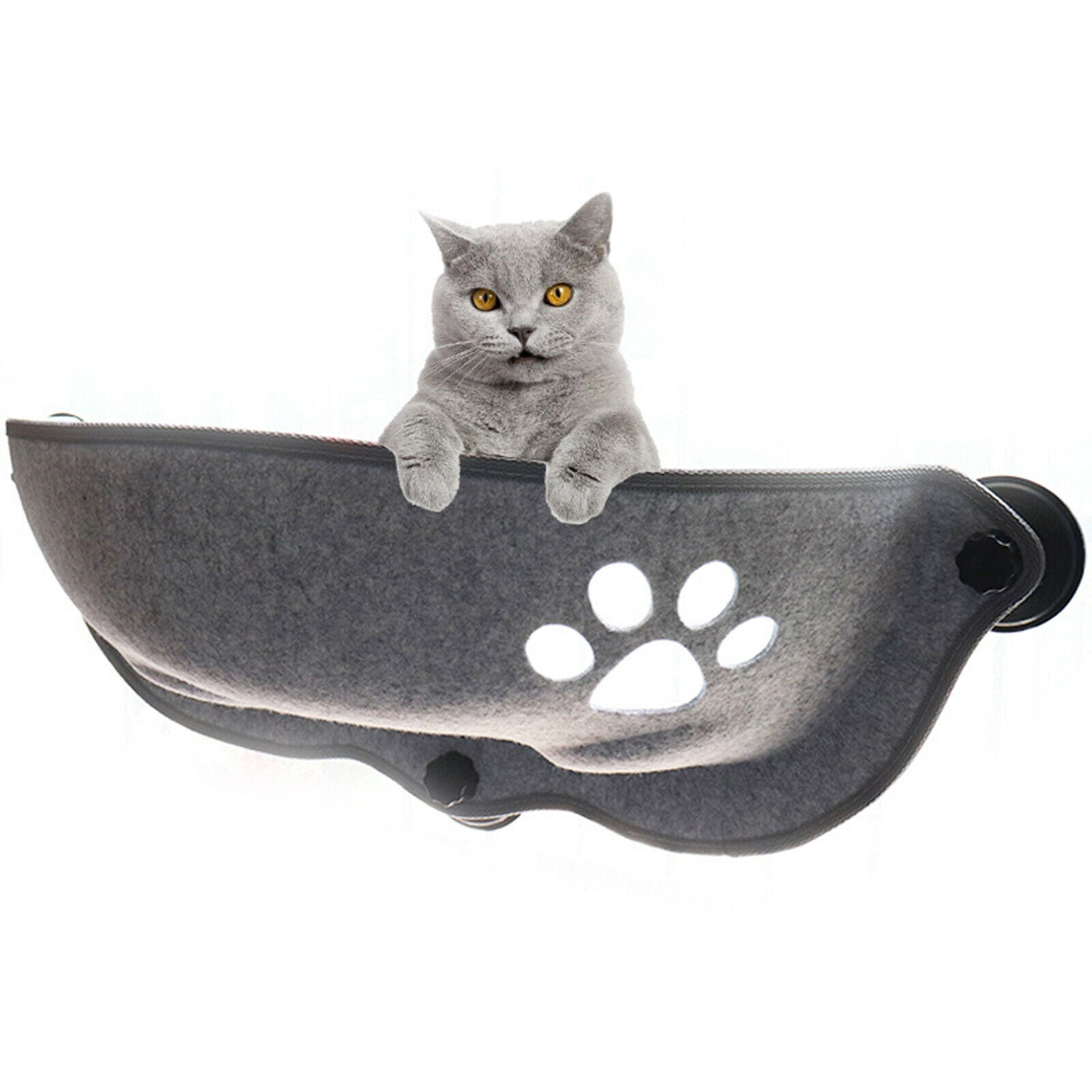 2Pcs Cozy Cat Hammock Window Felt Bed Suction Cup Pet Safety Perch Pad Seat