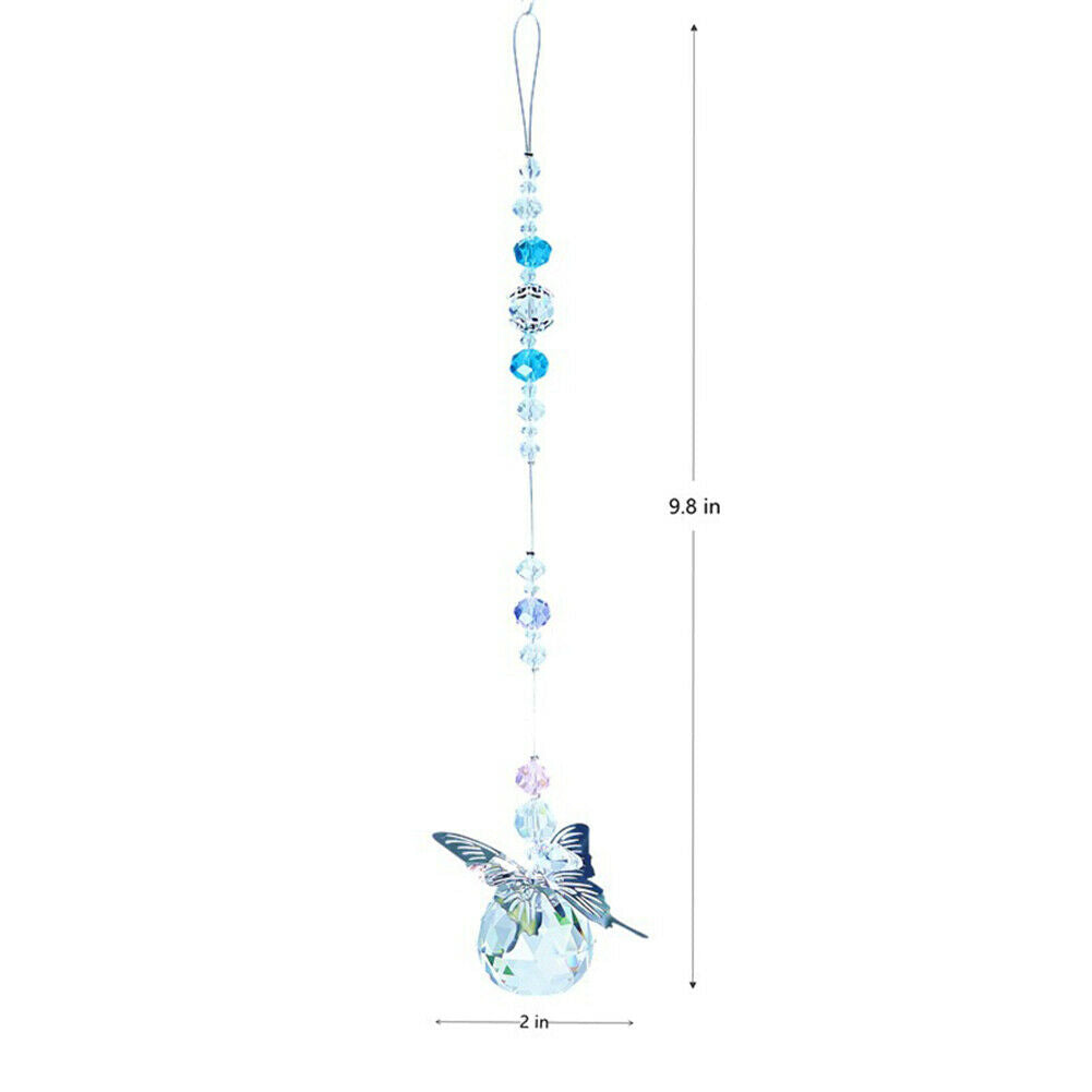 Crystal  Butterfly Pendant Crystal Ball Hanging Drop Home Decor @