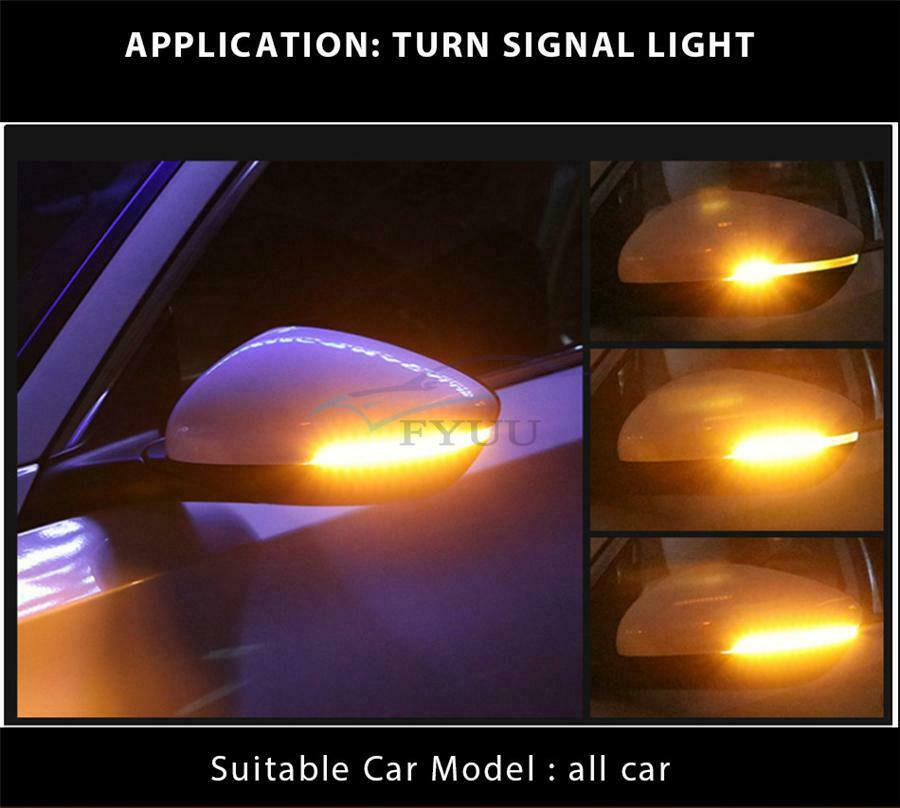 2 Pieces Amber \ Blue Waterproof 180° Vehicle LED Turn Signal Light Strip Lamp