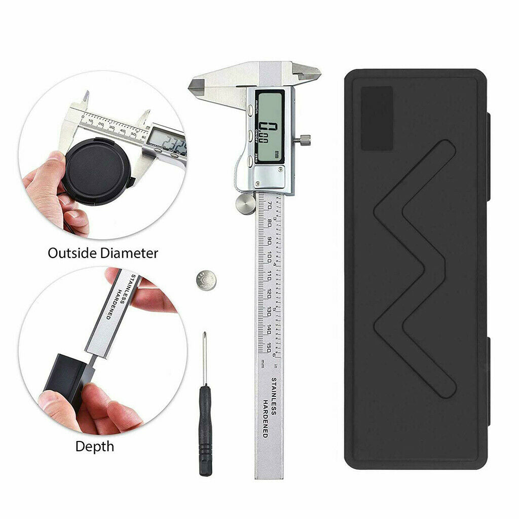 150mm/6''LCD Digital Vernier Caliper Stainless Steel MeasurementGauge Ruler Tool