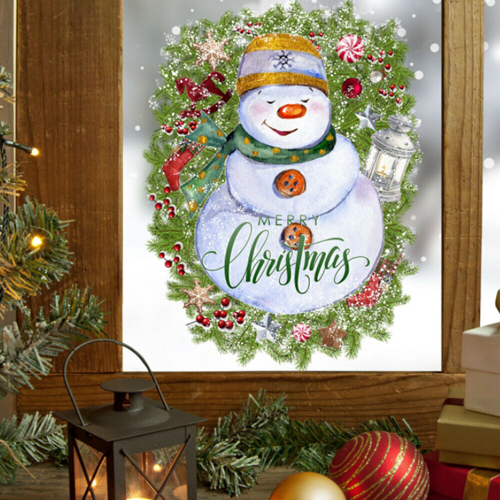 Christmas Window Stickers Santa Claus Elk Snowflakes Stickers Door Wall Decor