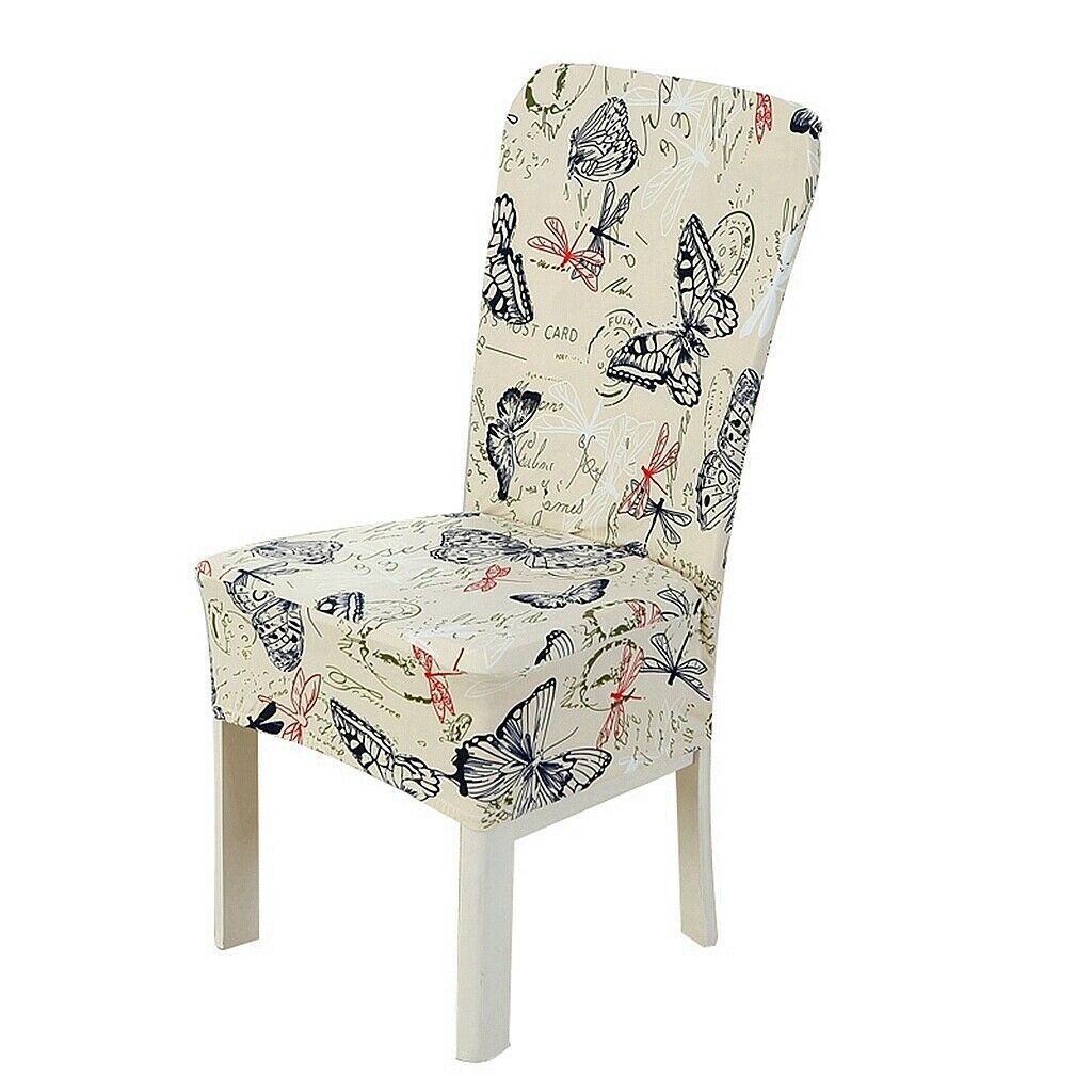 3x Polyester Spandex Chair Seat Covers, Removable Washable Elastic Cushion