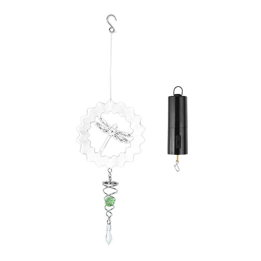 Dragonfly Stainless Steel Whirligig Revolving   Wind Spinner + Motor