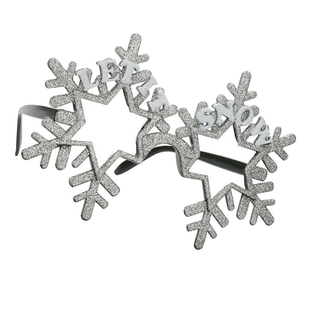 Let It Snow Snowflake Plastic Eyeglasses Spectacles Xmas Costume Photo Prop