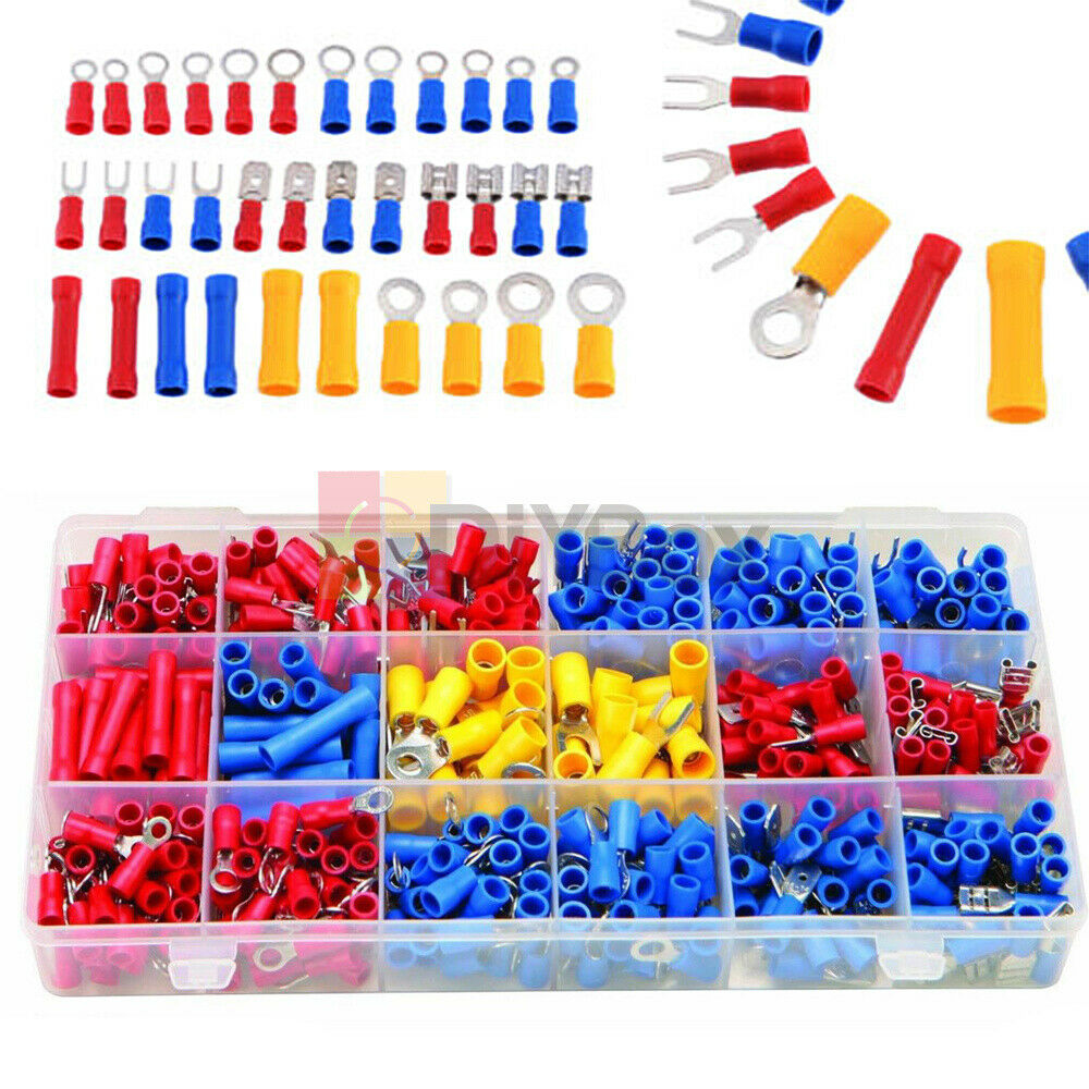 300pcs Assorted Insulated Electrical Wire Cable Terminal Crimp Connector Set PVC