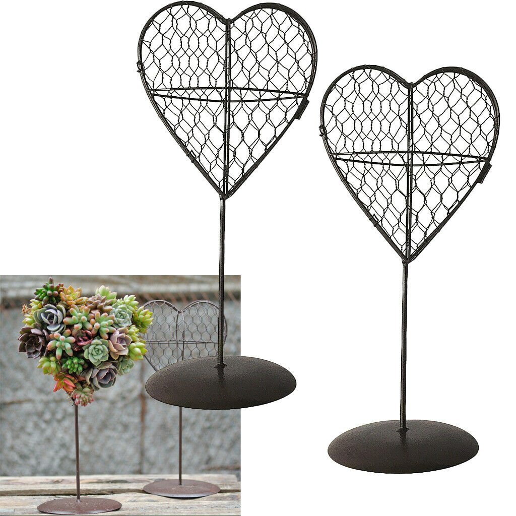 2Pcs Display Stand Iron Heart Shaped Stand Rack Holder for Air Plant Succulent