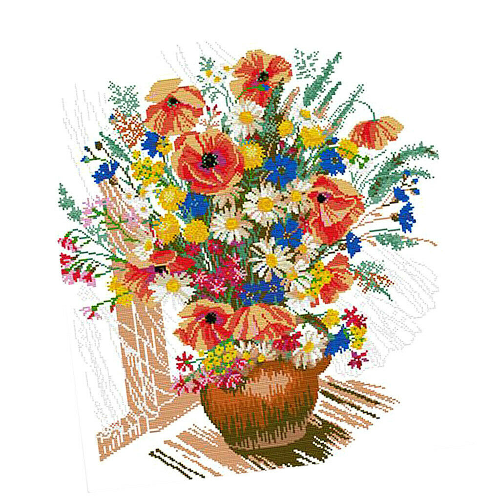 Flower Vase Home Stamped Cross Stitch Kit Pre-Printed Embroidery Kit DIY Wedding