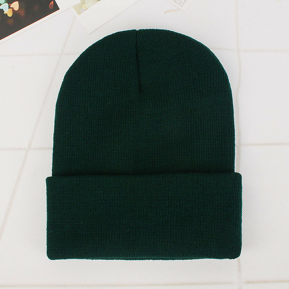 Dark Green Men's Women Beanie Knit Ski Cap Hip-Hop Winter Warm Unisex Wool Hat