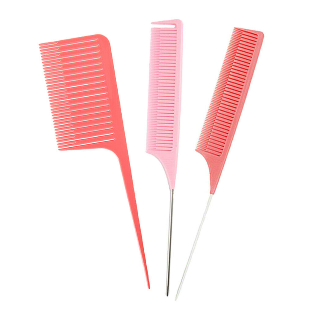 3Pcs Professional Weave Highlighting Foiling Hair Comb Hair Combs Pink