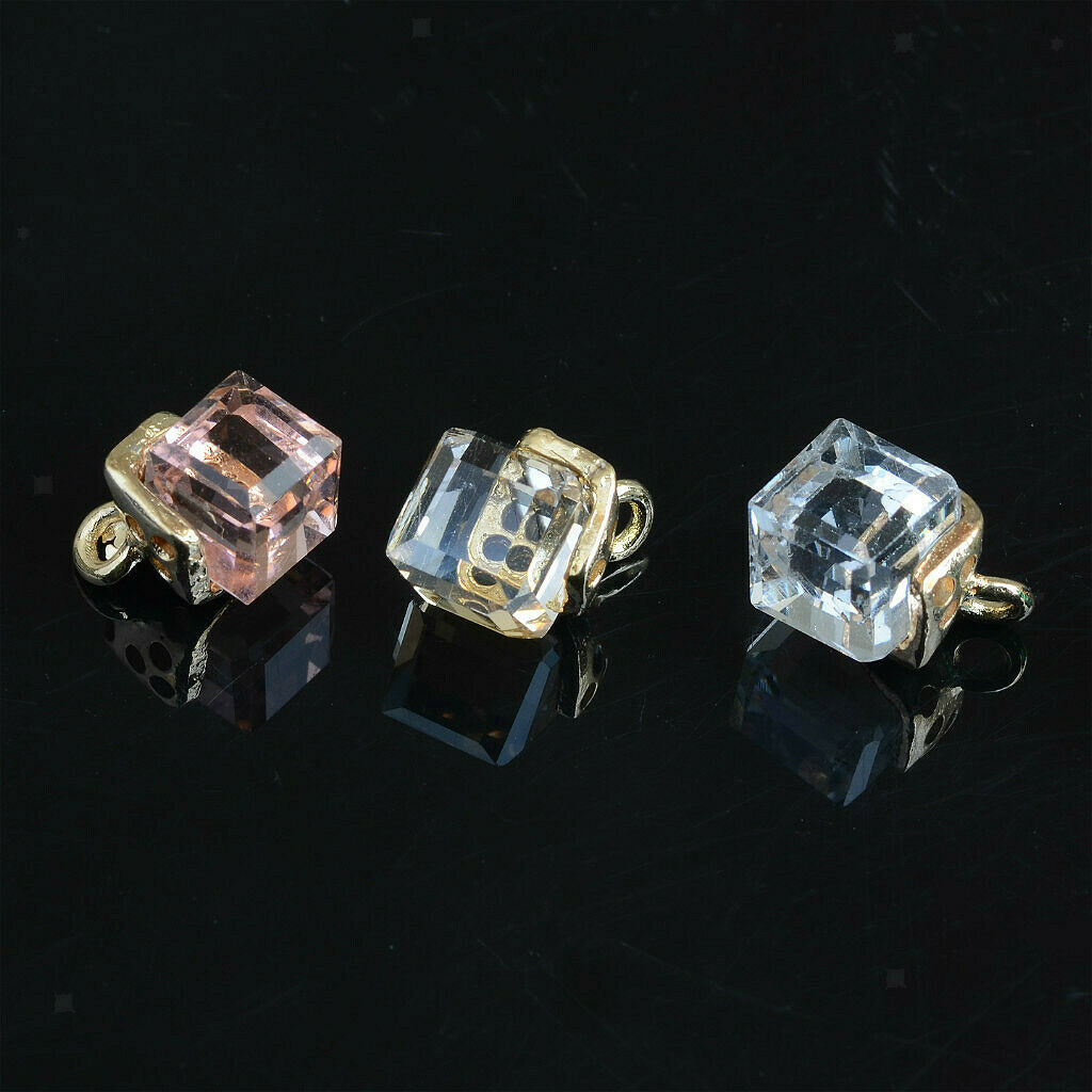20Pc Colorful Cube Crystal Charms Pendants for DIY Necklace Jewelry Making