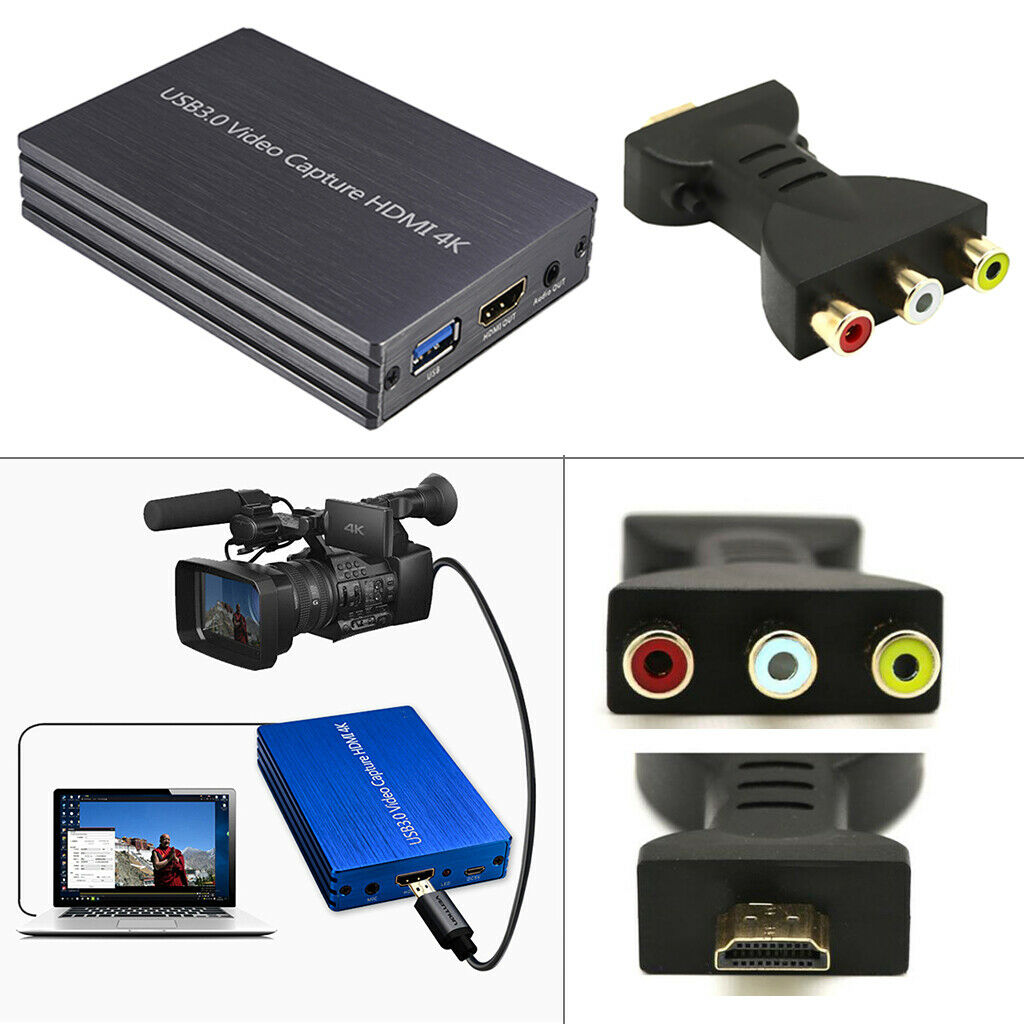4K HDMI USB 1080P Video Capture Card Dongle + HDMI to 3 RCA AV Converter