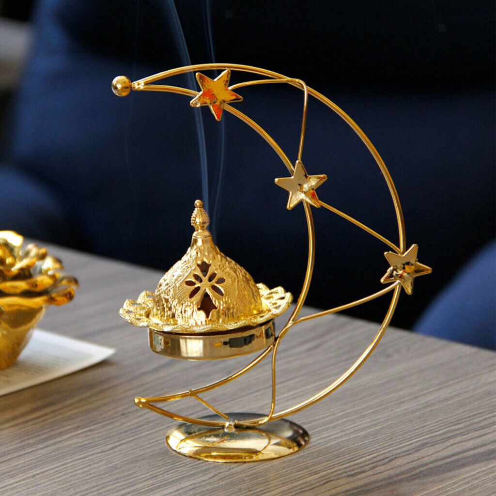 Moon Frame Cone Incense Burner Tealight Candle Holder Censer Bowl Ornament