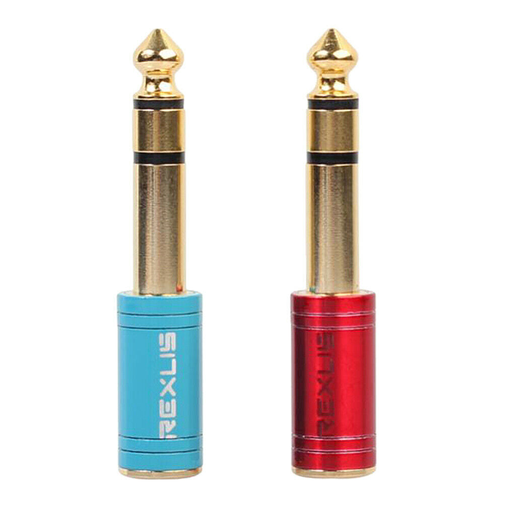 Pack of 2 Zinc Alloy 6.35mm to 3.5mm Jack Audio Stereo Headphone Adapters