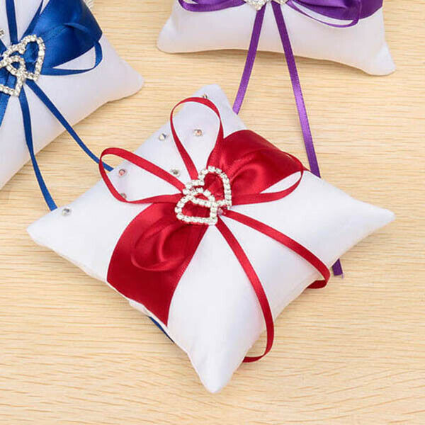 pillow for wedding  pillow with satin ribbons red + white 10 cm x 10 cm R6S1S1