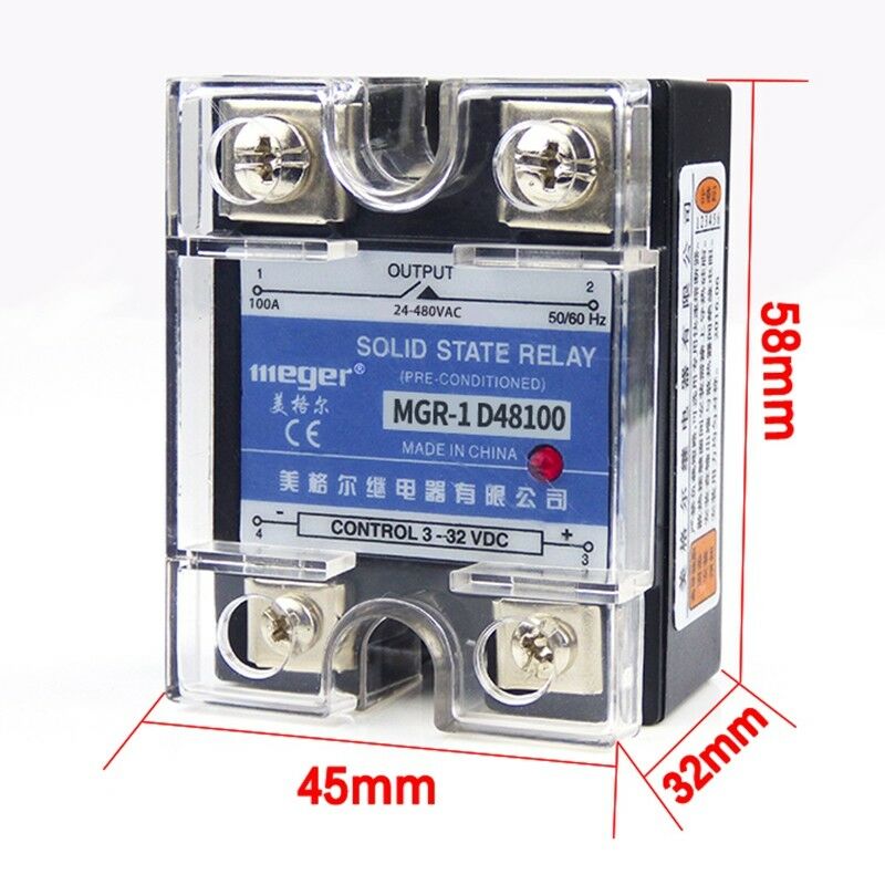 1PCS Solid State Relay 100A 3-32VDC Input 24-480VAC Output Electronic Components