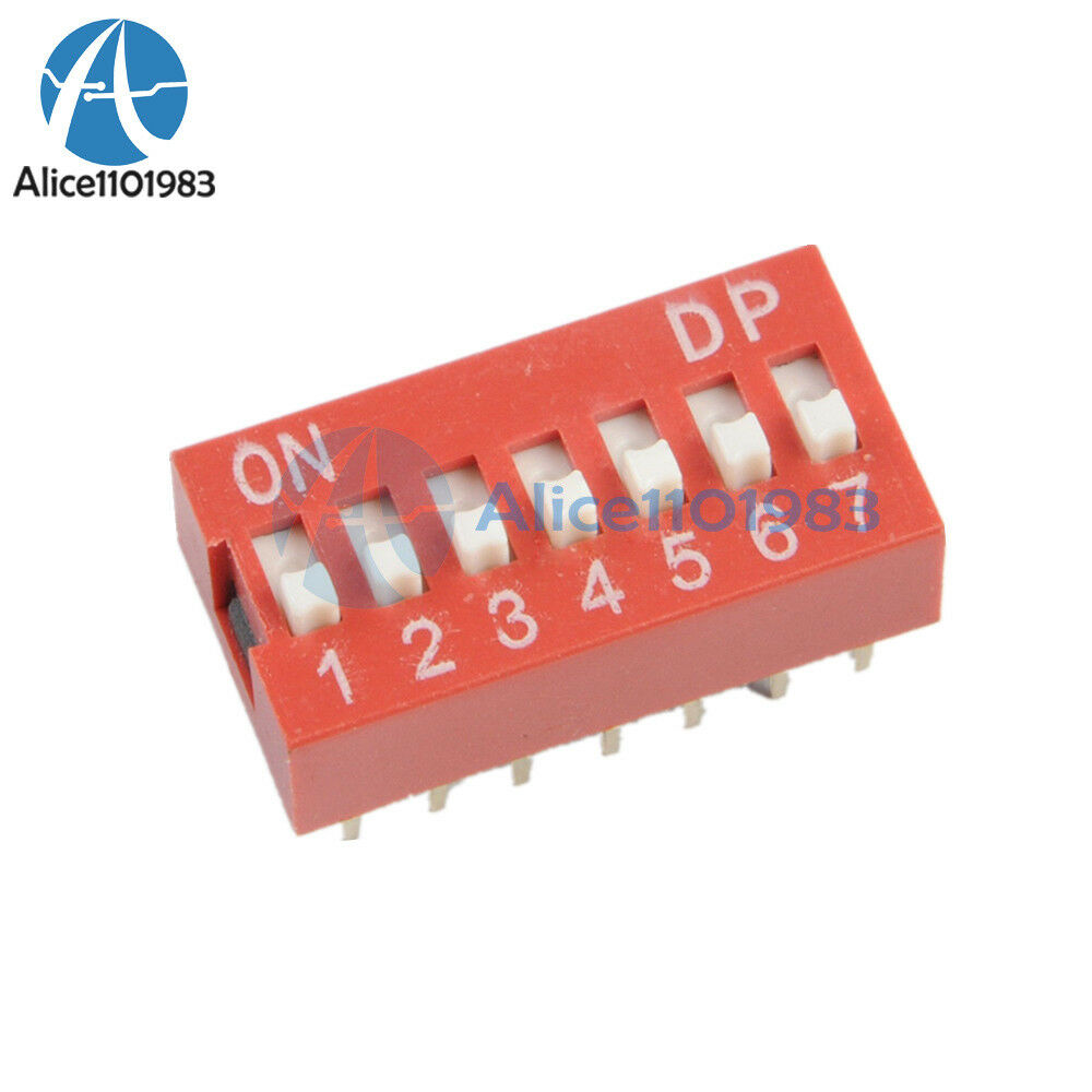 5PCS Red 2.54mm Pitch 7-Bit 7-Positions Way Slide Type DIP Switch Module