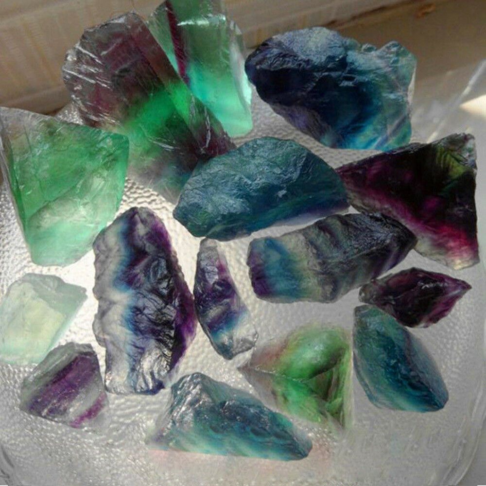 Beautiful Natural Fluorite Quartz Crystal Stones Rough Polished Gravel Specimen